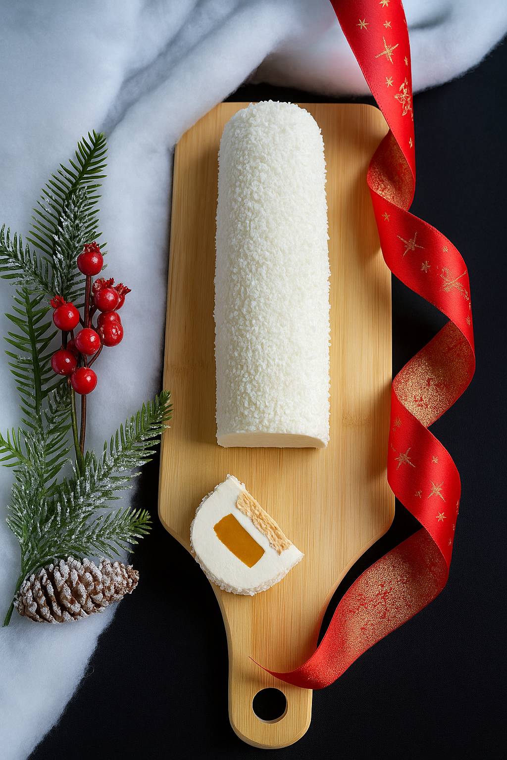 Bûche Mousse Noix de Coco – Passion & Croustillant Chocolat Blanc