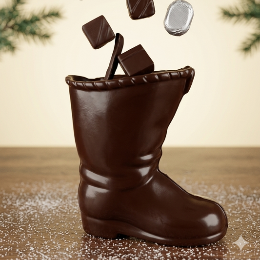 botte surprise avec un assortiment de chocolats de Noël faits à Montréa